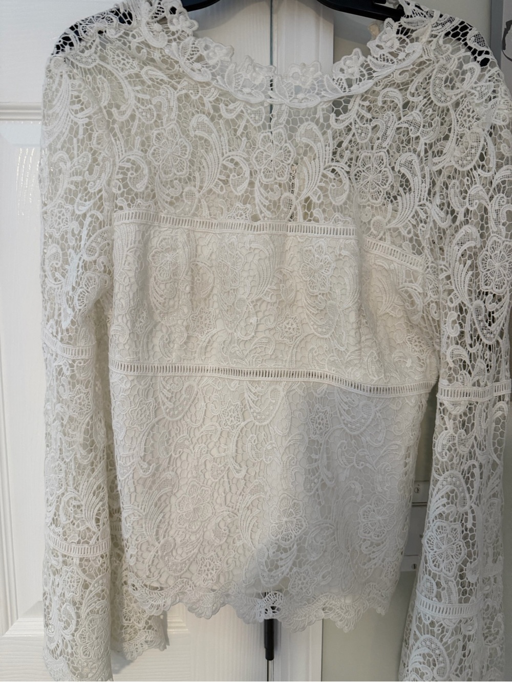 Bardot Cream Lace Long-Sleeve Blouse